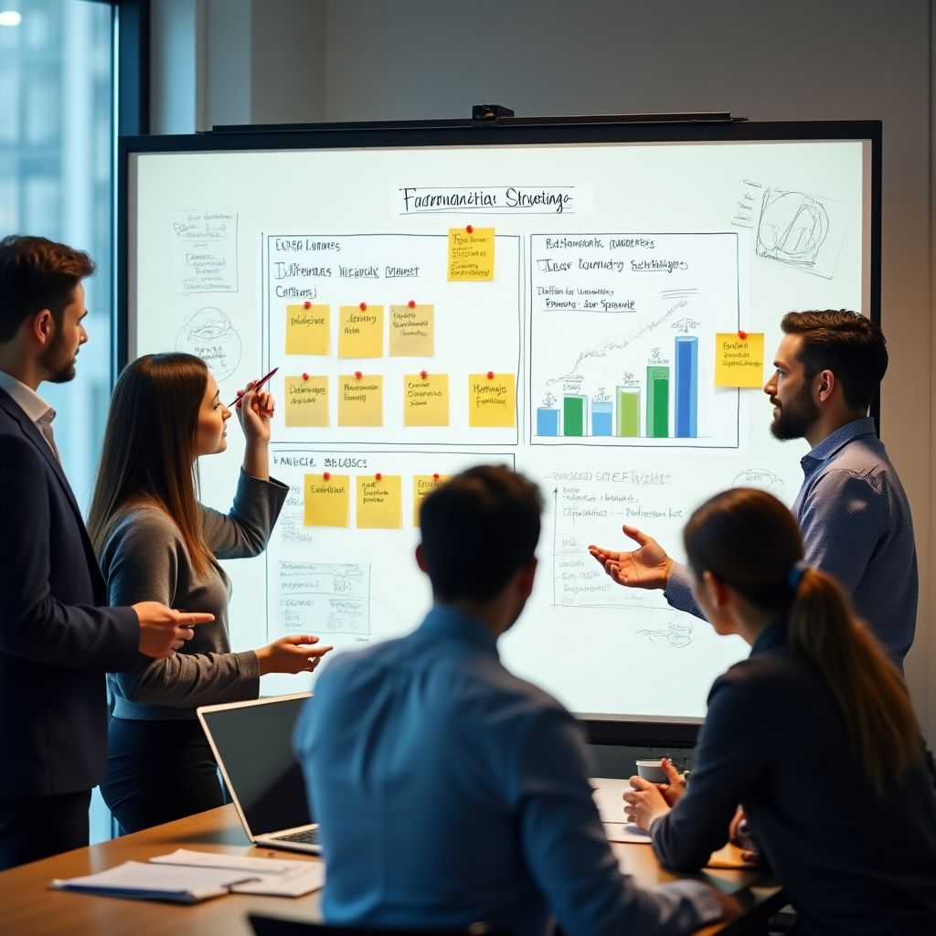 Equipo en sesión de planificación estratégica